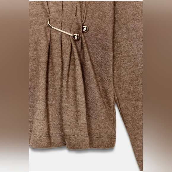 ✨2/$50✨NWT Zara Soft Cowl Neck Top In Taupe Brown - Picture 4 of 12